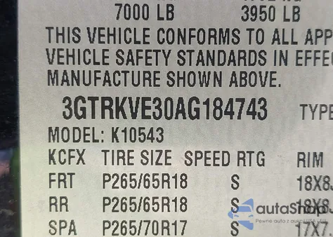 2010 GMC Sierra 1500 Sle z USA, uszkodzony, nr VIN 3GTRKVE30AG184743